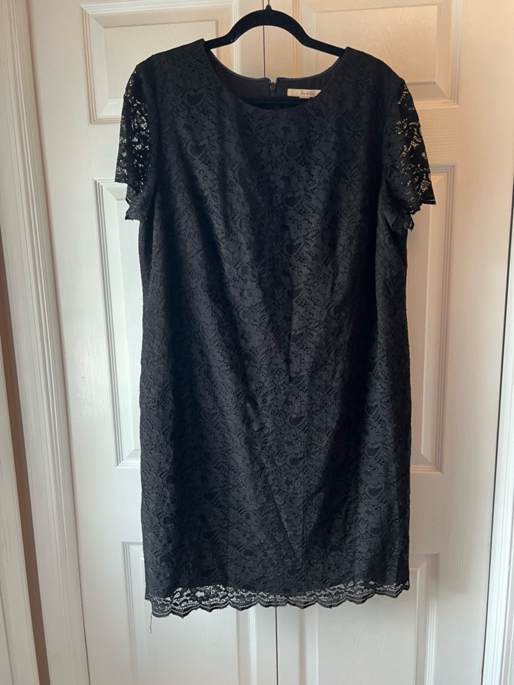 Boden Black Lace Short Sleeve Mini Dress
